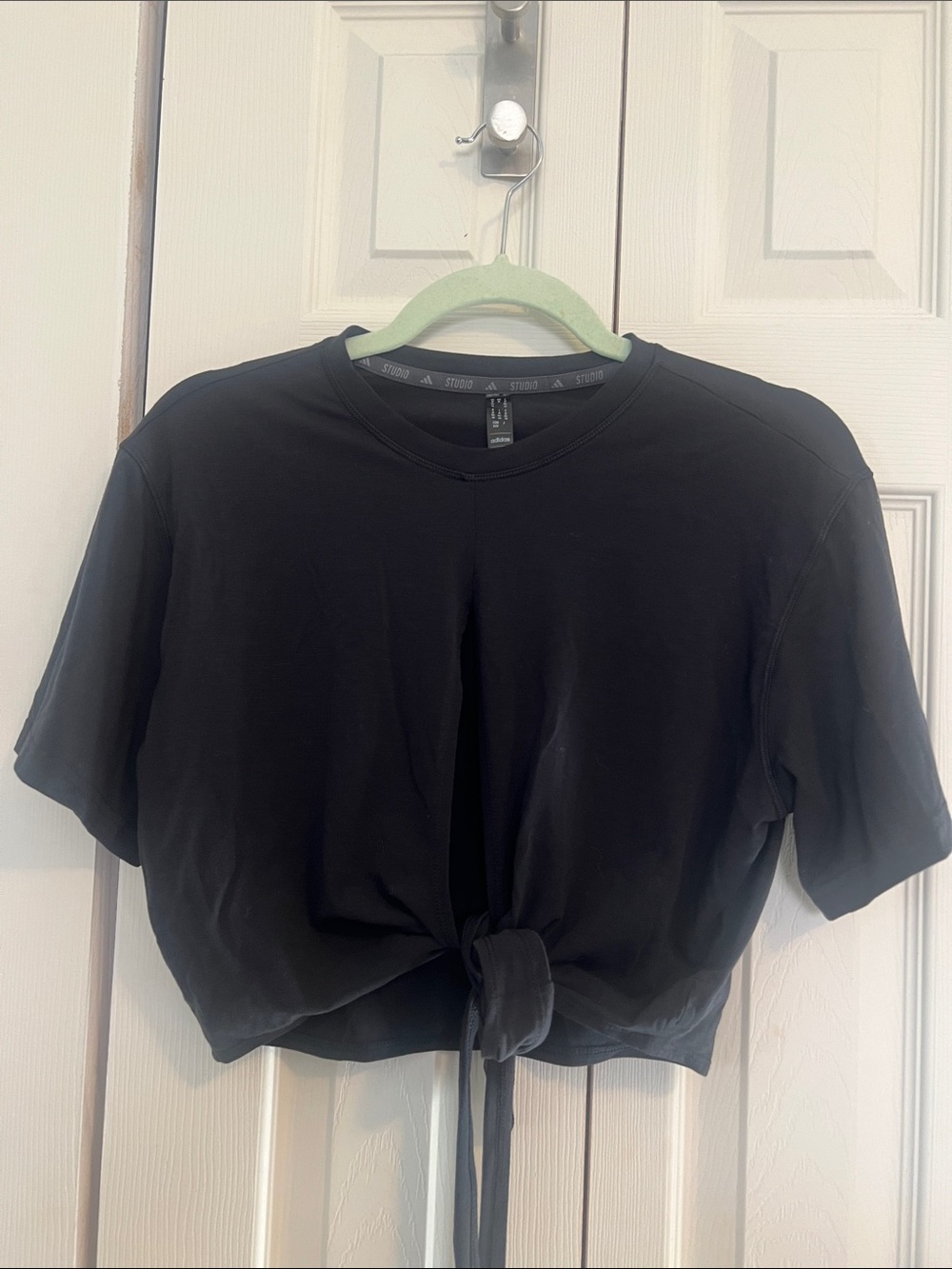 adidas Originals Black Tie-Front Crop Top